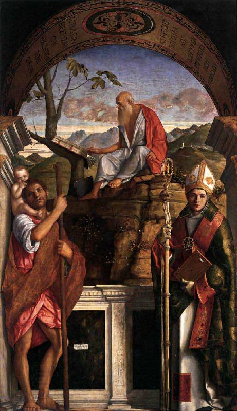 Giovanni Bellini Saints Christopher Jerome and Louis of Toulouse China oil painting art